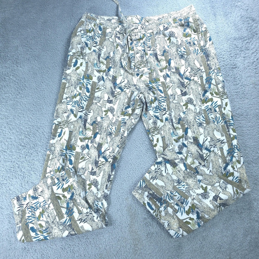 Eddie Bauer Lounge Pants Mens XL Multicolor Bigfoot Cotton Drawstring Sleepwear